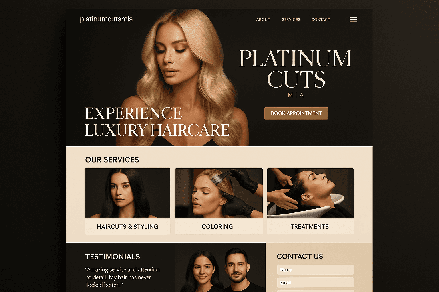 platinumcutsmia.com website mockup